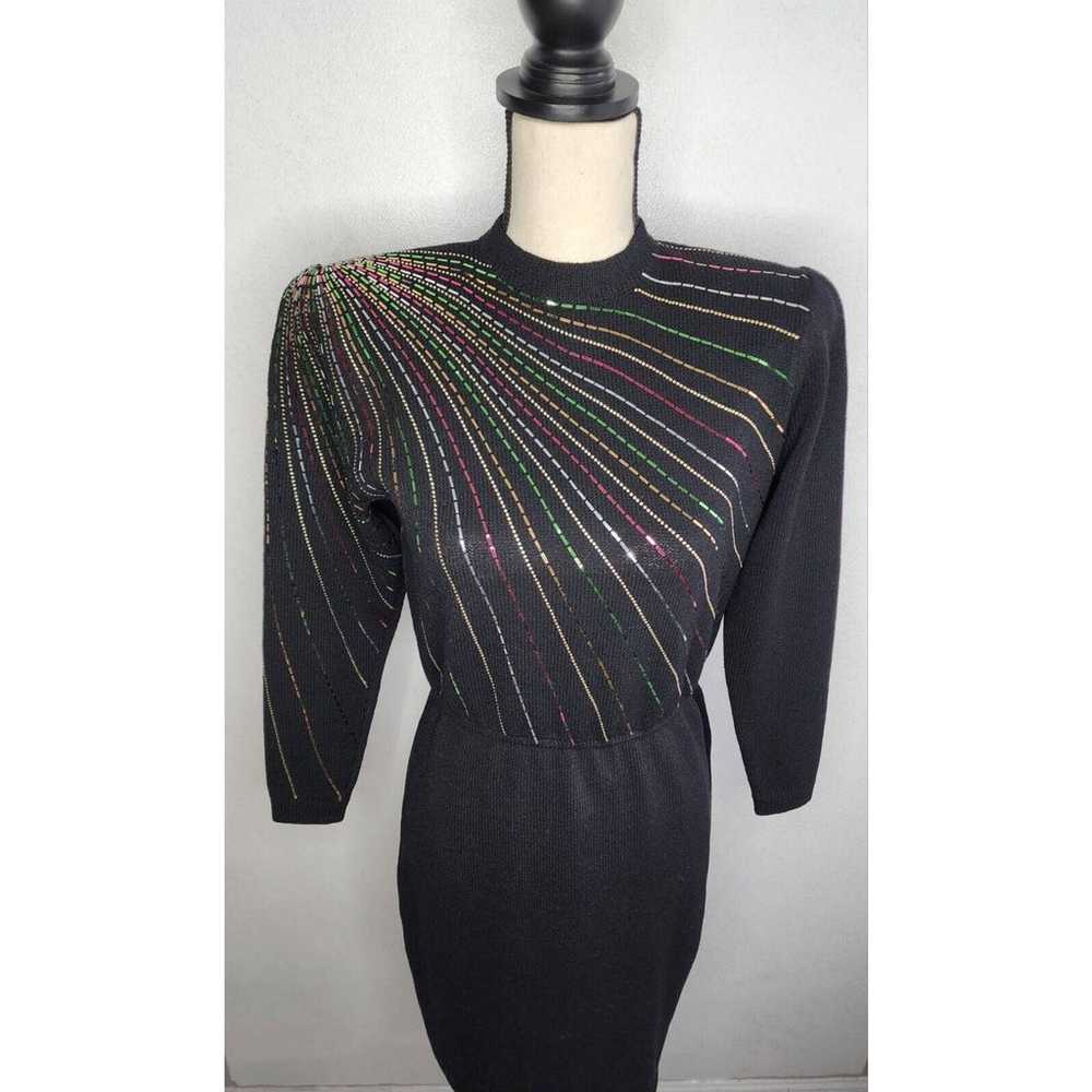 ST JOHN Marie Gray Santana Knit Sequined Black Dr… - image 4