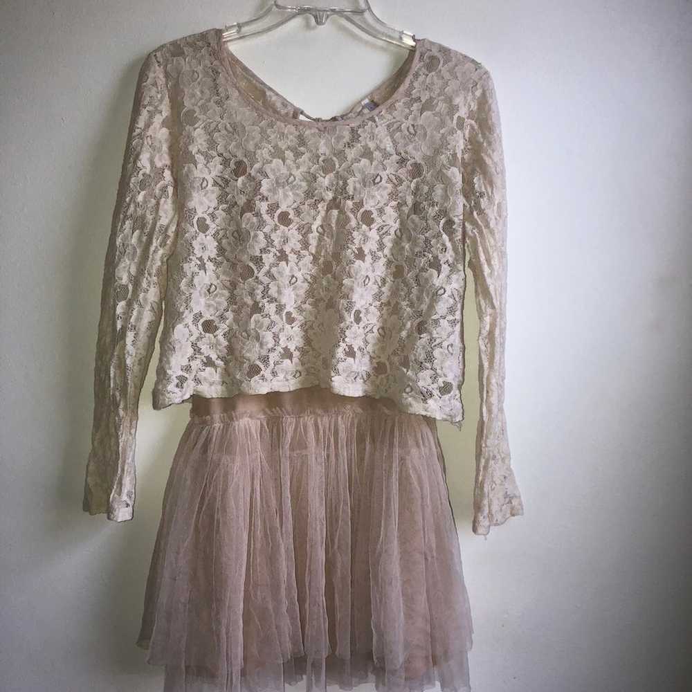 Vintage Beige/Tan Tulle Dress - image 1