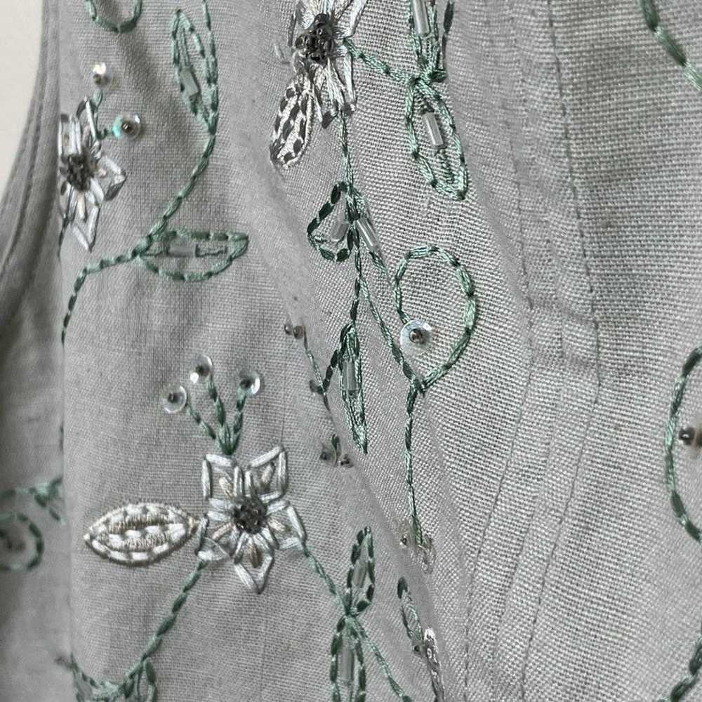 Vintage Erika Cotton Linen Sage Green Sleeveless … - image 11