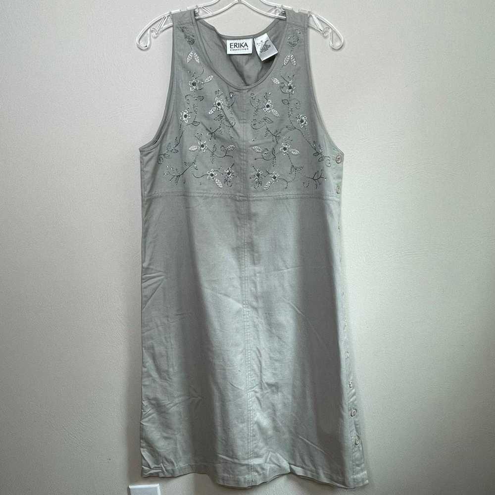 Vintage Erika Cotton Linen Sage Green Sleeveless … - image 12