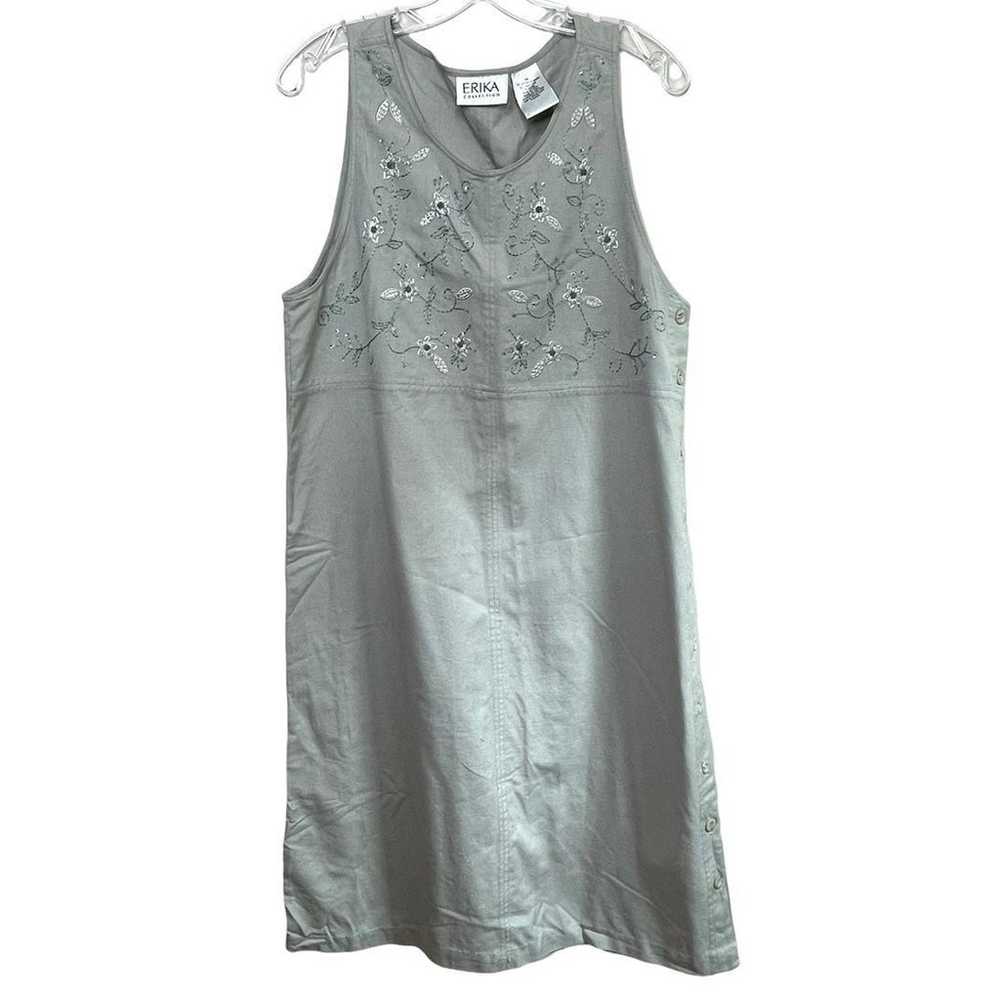 Vintage Erika Cotton Linen Sage Green Sleeveless … - image 1