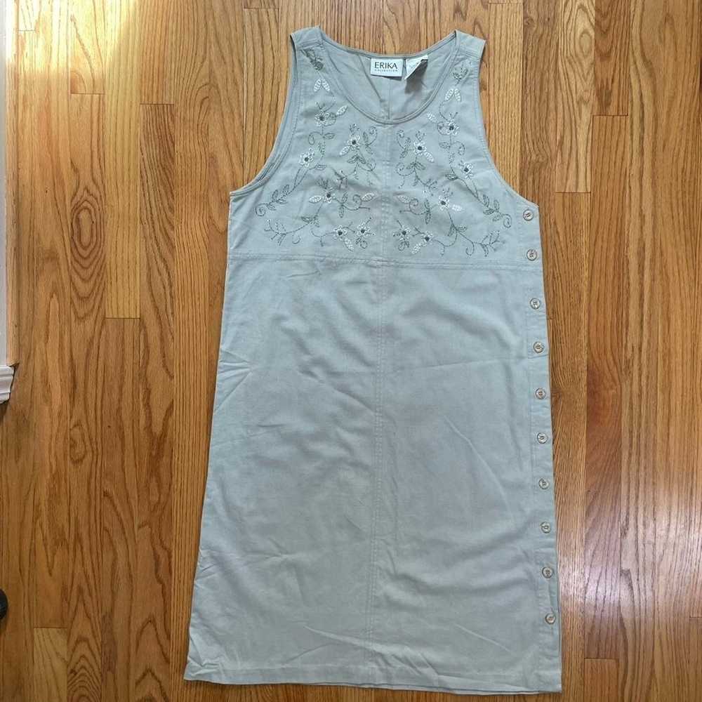 Vintage Erika Cotton Linen Sage Green Sleeveless … - image 2