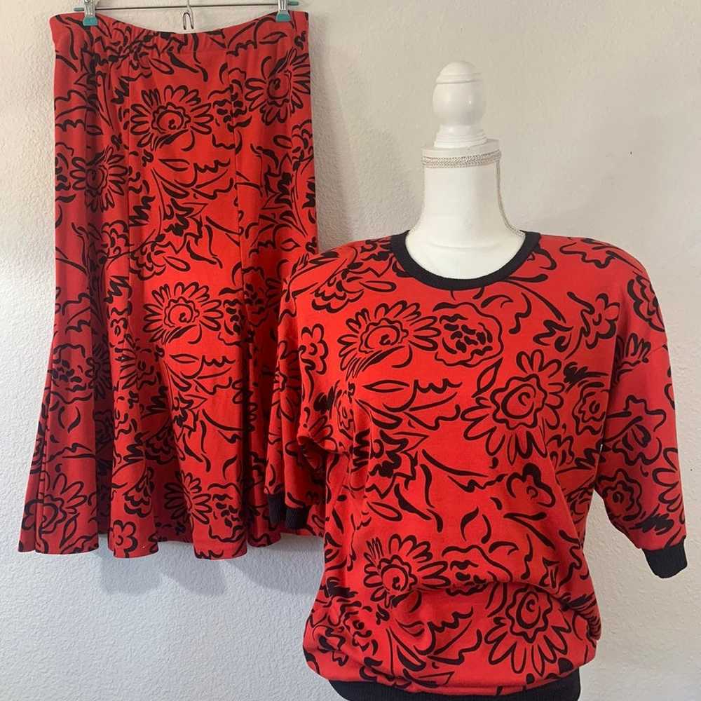 Vintage 1980's sharon Anthony 2 picec Top & Skirt… - image 1