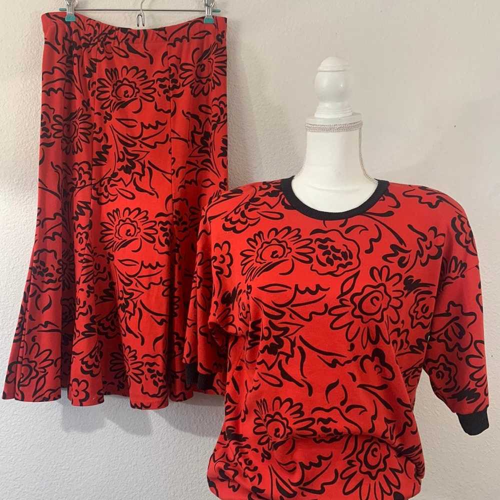 Vintage 1980's sharon Anthony 2 picec Top & Skirt… - image 2