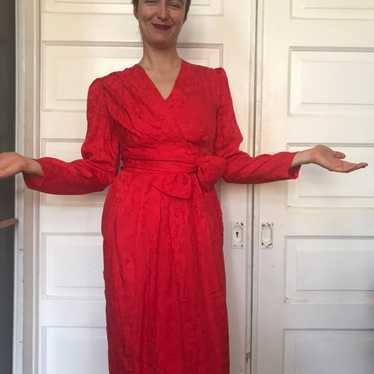 Red silk dress vintage - image 1