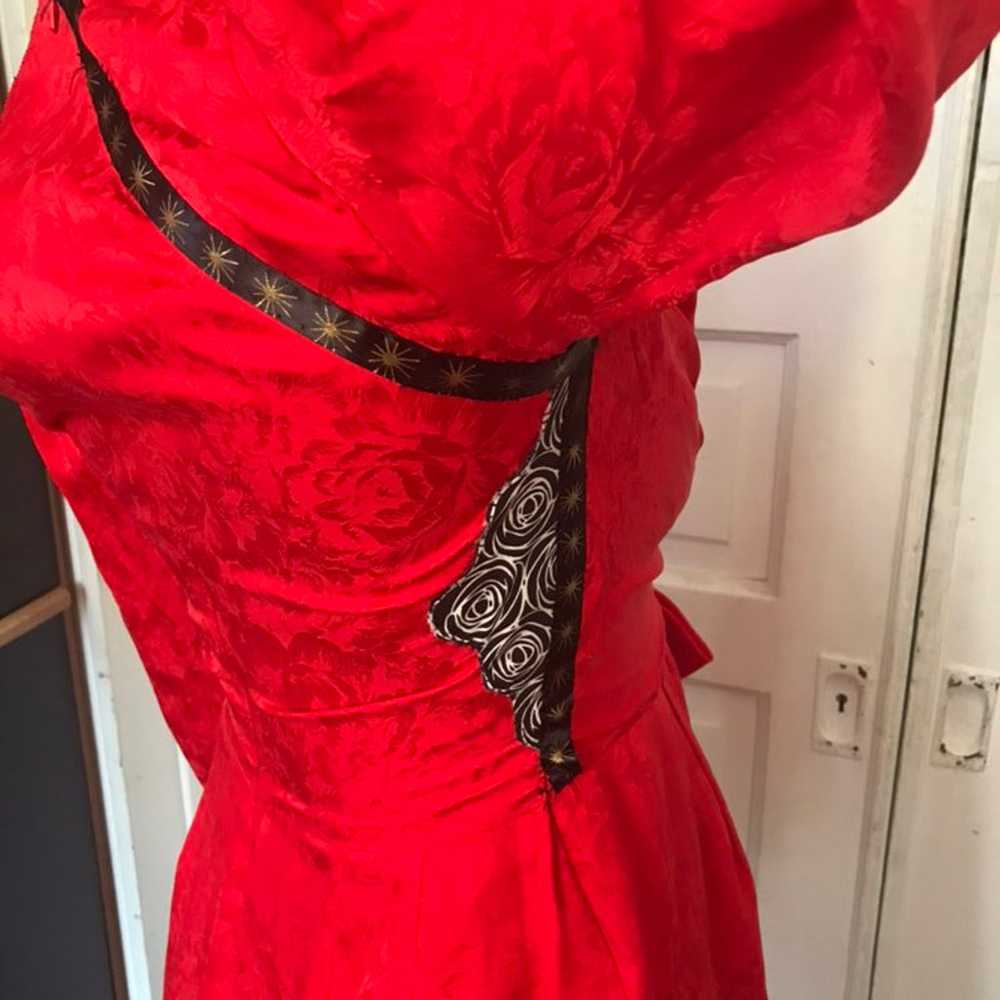 Red silk dress vintage - image 2