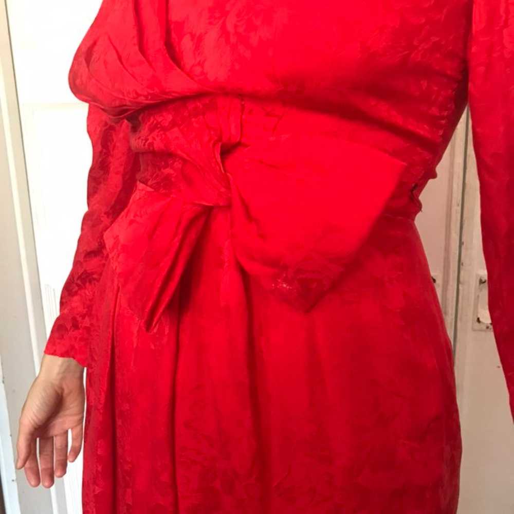Red silk dress vintage - image 4