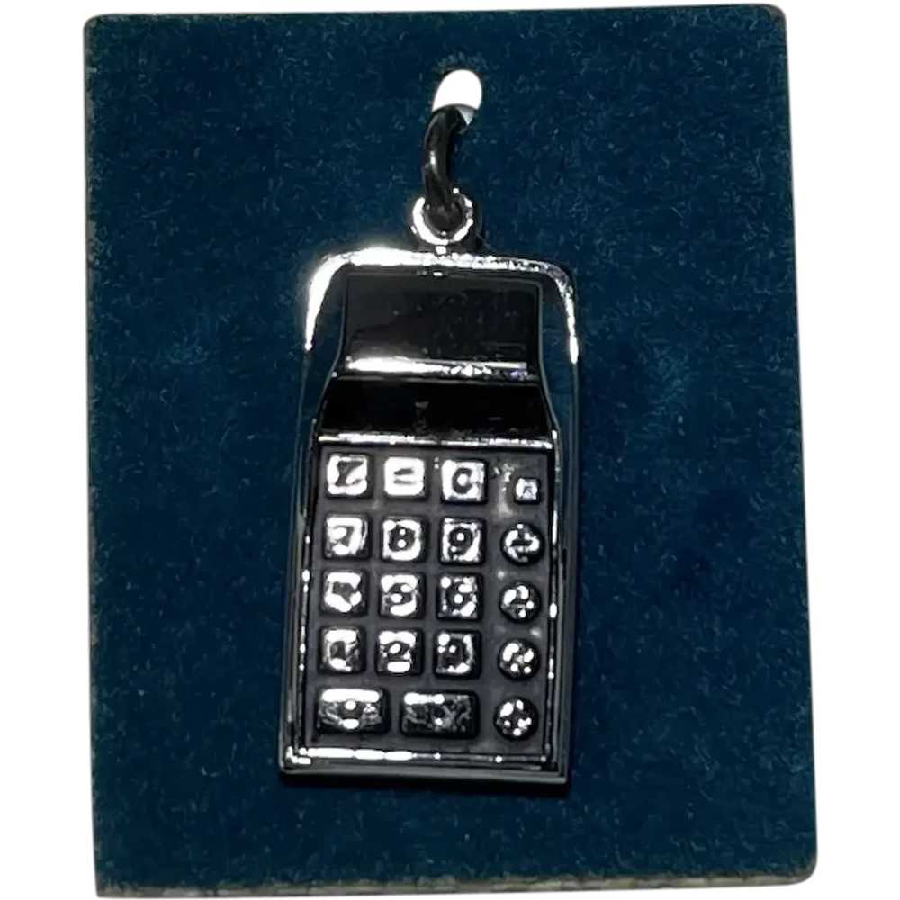 New Old Stock Sterling Silver Calculator Charm - image 1