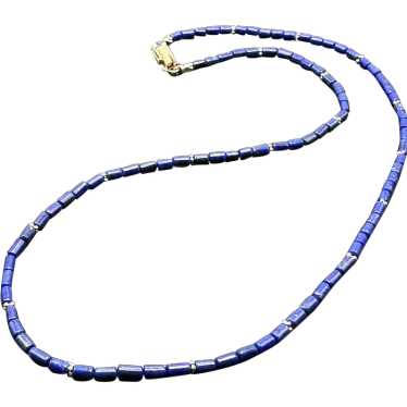 Genuine Lapis and 14k Gold Necklace