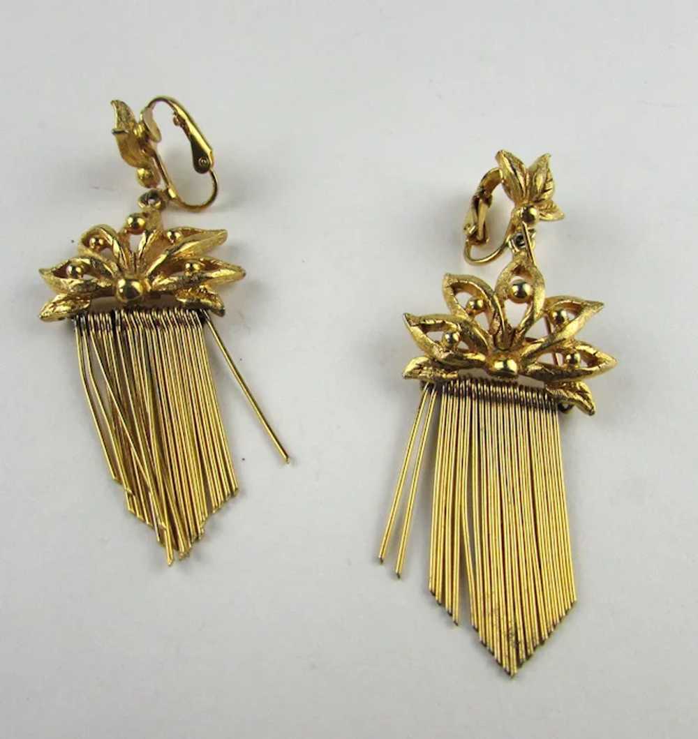 Vintage Florenza Gold Tone Clip On Earrings With … - image 11