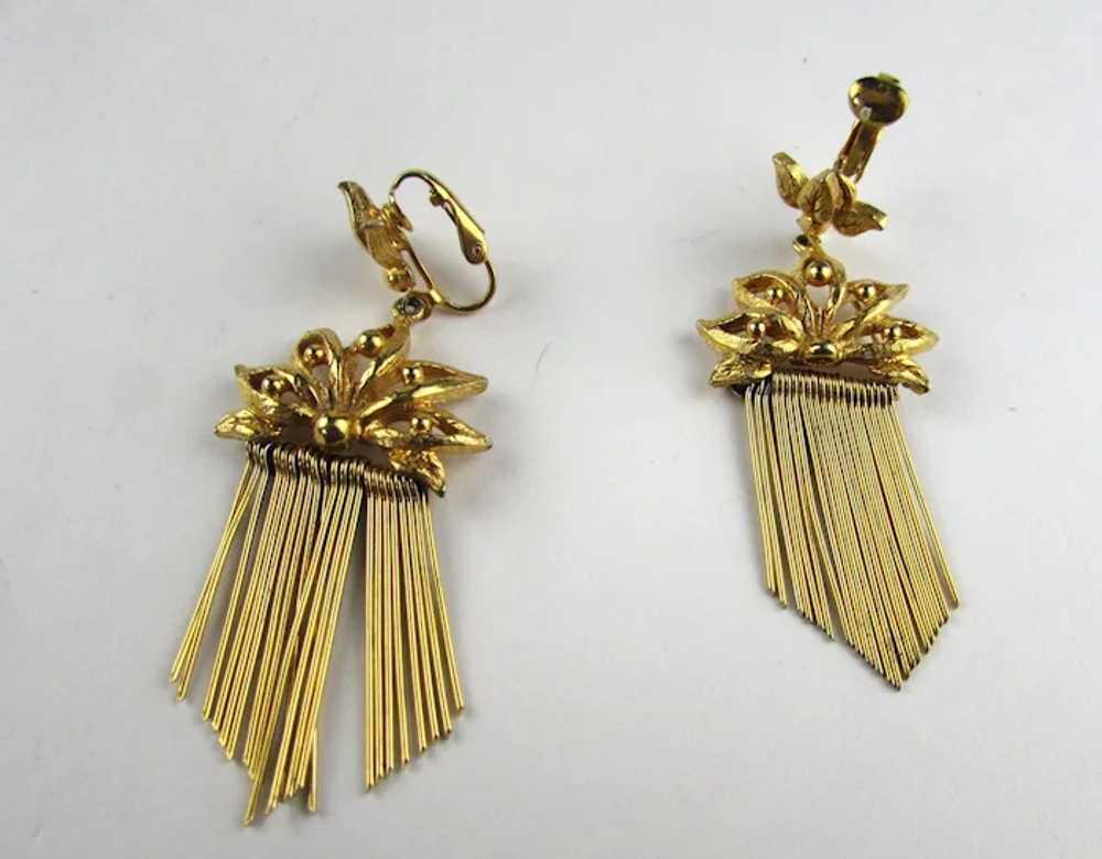 Vintage Florenza Gold Tone Clip On Earrings With … - image 3