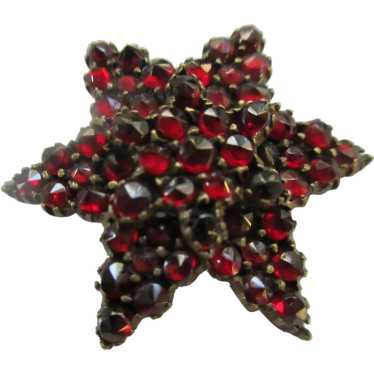 Antique Victorian Bohemian Garnet Star Brooch