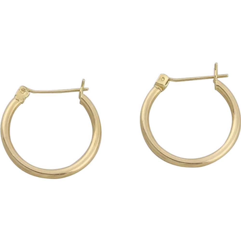 14k Yellow Gold Classic Hoop Earrings 3/4" Hoop E… - image 1