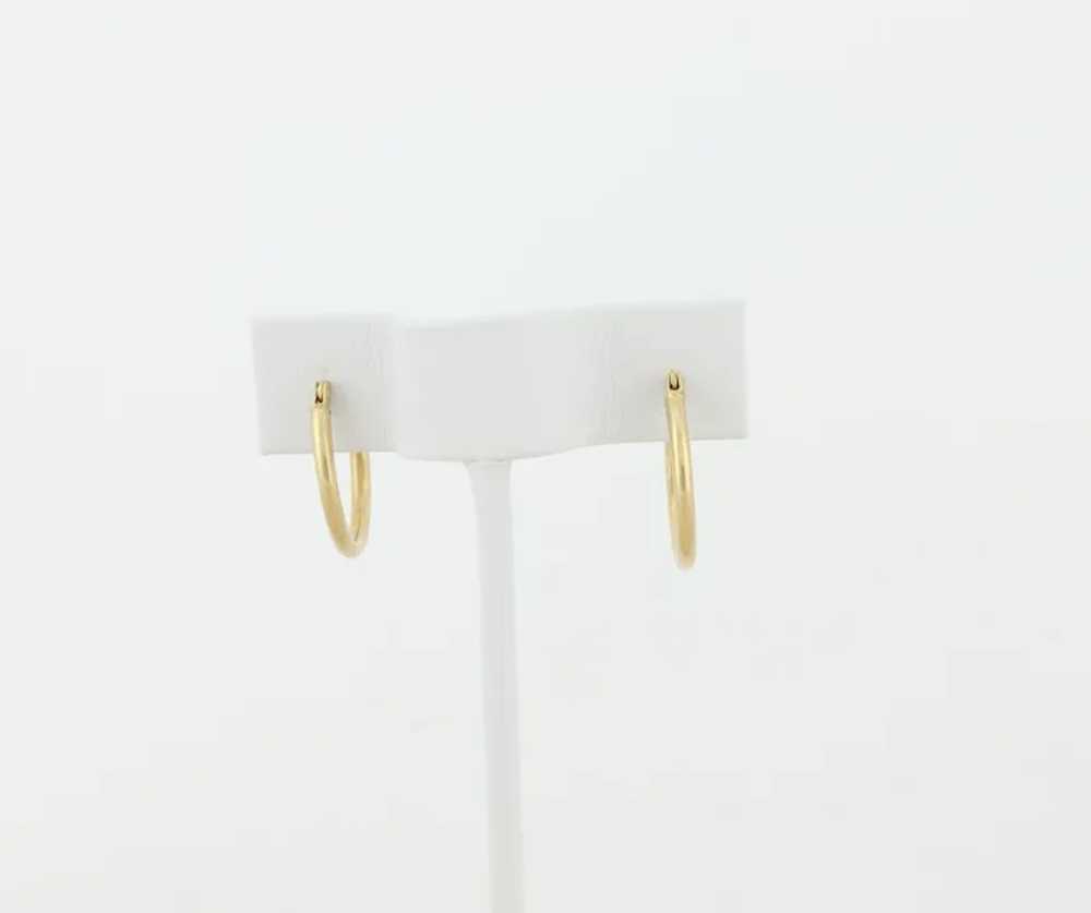 14k Yellow Gold Classic Hoop Earrings 3/4" Hoop E… - image 5