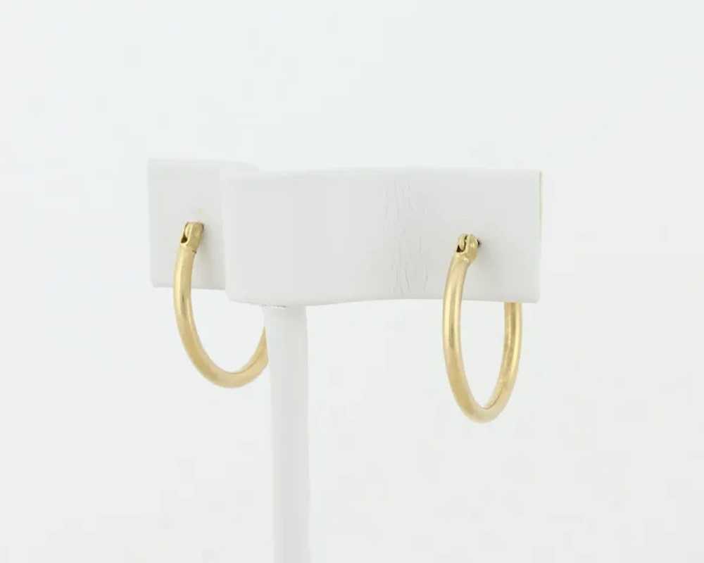 14k Yellow Gold Classic Hoop Earrings 3/4" Hoop E… - image 6