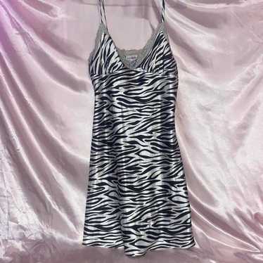 Vintage silk satin zebra slip dress - image 1