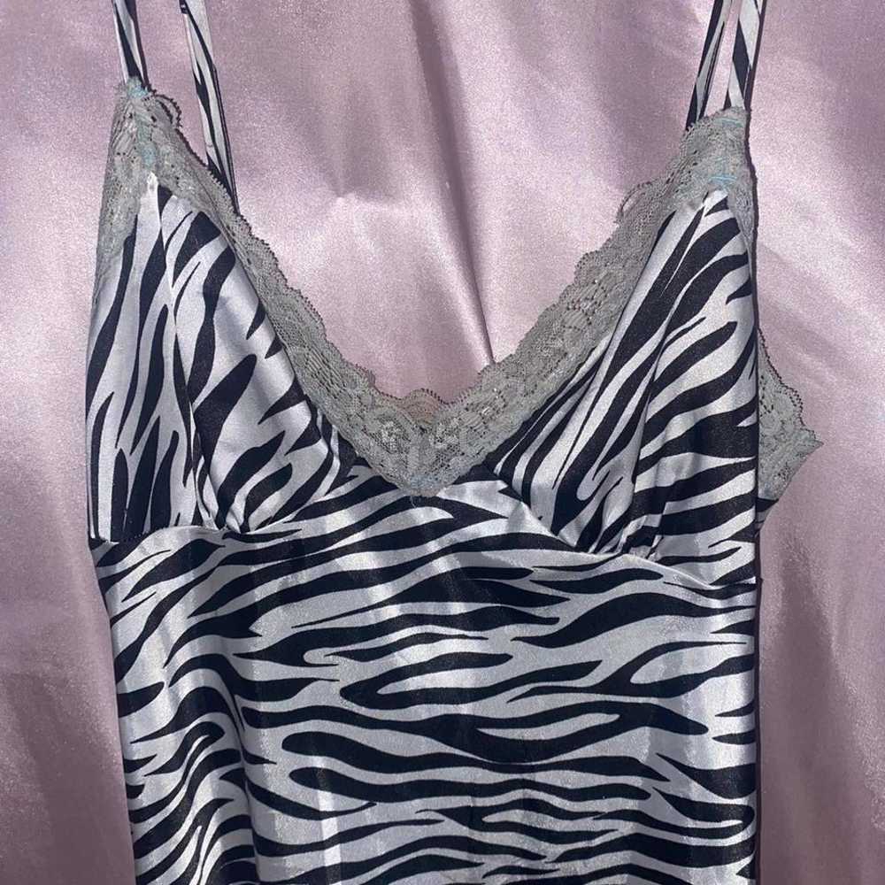 Vintage silk satin zebra slip dress - image 2