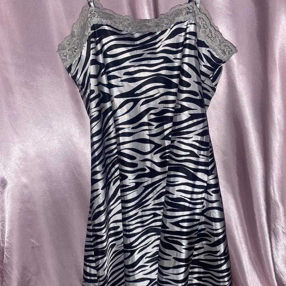 Vintage silk satin zebra slip dress - image 3