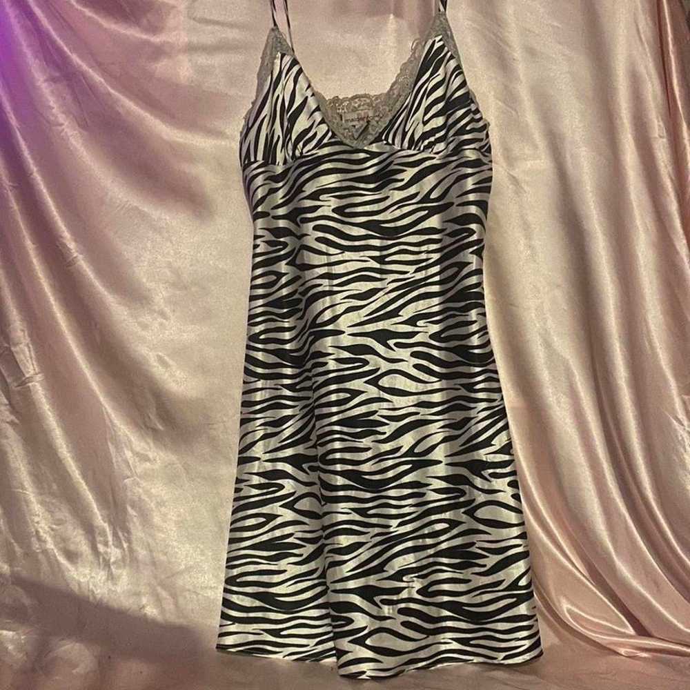 Vintage silk satin zebra slip dress - image 5