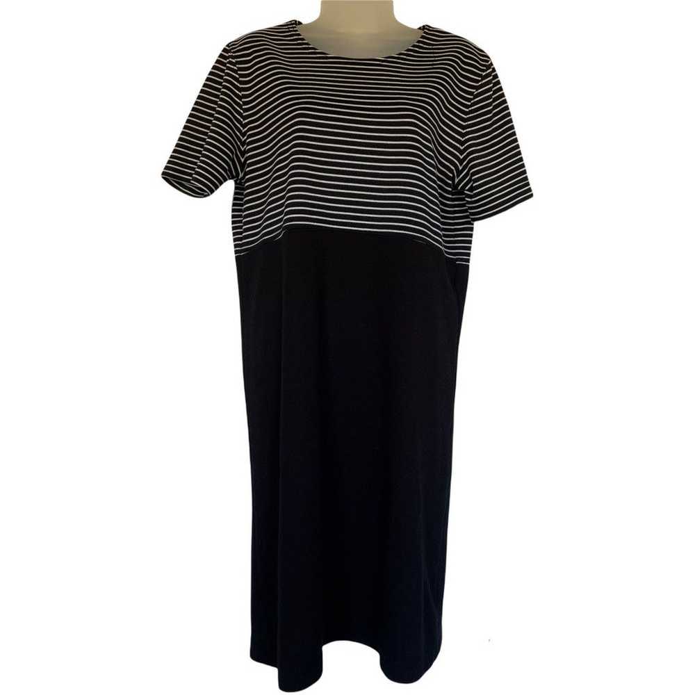 Black White Stripe T-Shirt Dress Short Sleeve Cat… - image 1