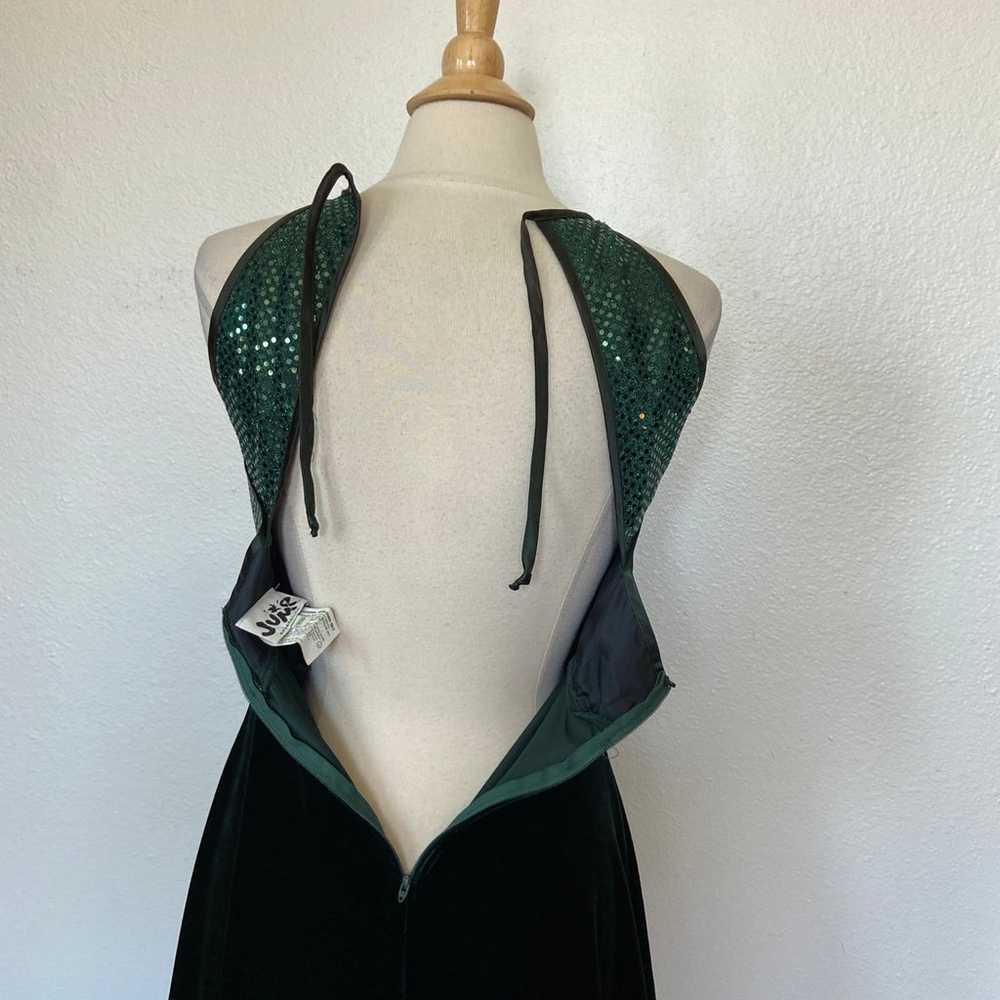 Vintage 90’s Emerald Green Velvet & Sequin Open B… - image 10