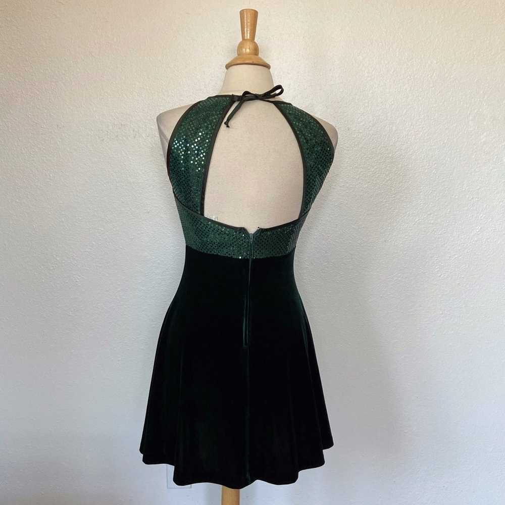Vintage 90’s Emerald Green Velvet & Sequin Open B… - image 6