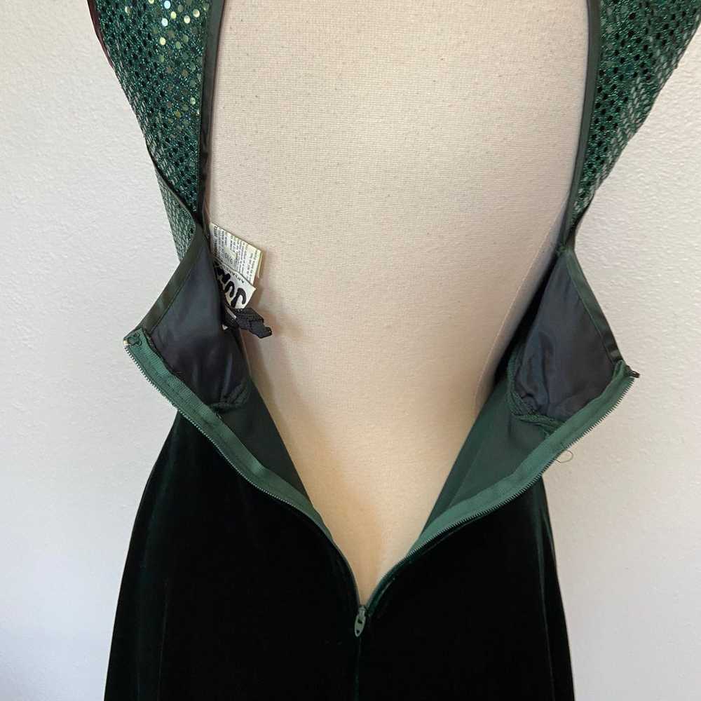 Vintage 90’s Emerald Green Velvet & Sequin Open B… - image 8