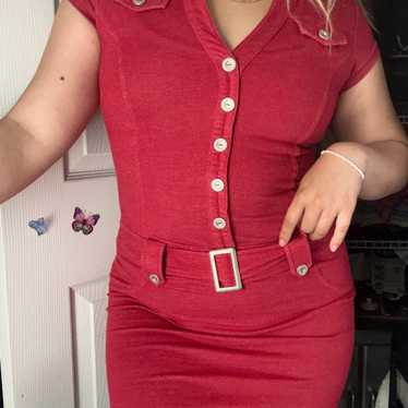 Vintage Y2K GUESS red mini dress - image 1