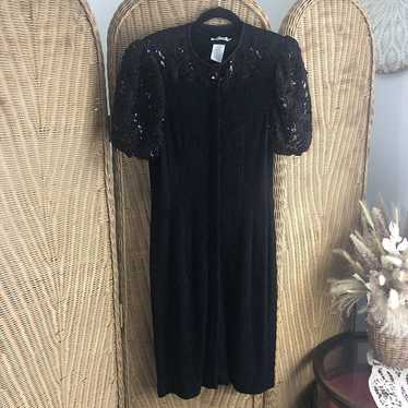 Leslie Faye vintage dress puff sleeves black size… - image 1