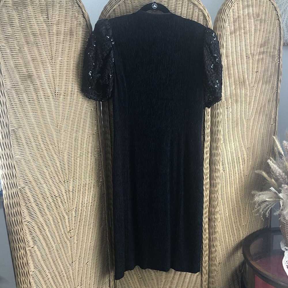 Leslie Faye vintage dress puff sleeves black size… - image 6
