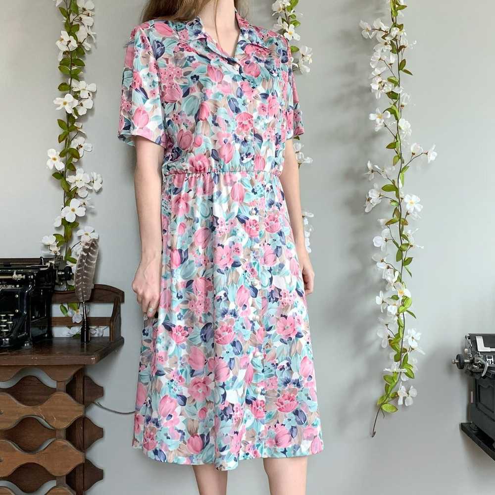 Vintage short sleeve floral midi dress - image 4