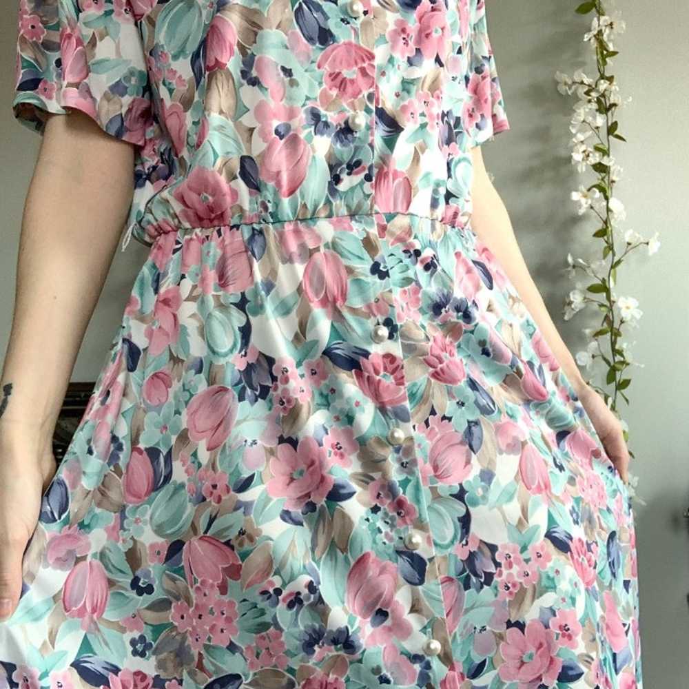Vintage short sleeve floral midi dress - image 6
