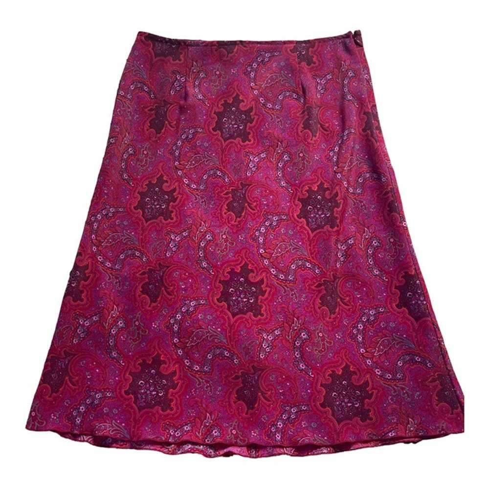 Y2K Express Pink Paisley Midi Slip Skirt Size 7/8 - image 2