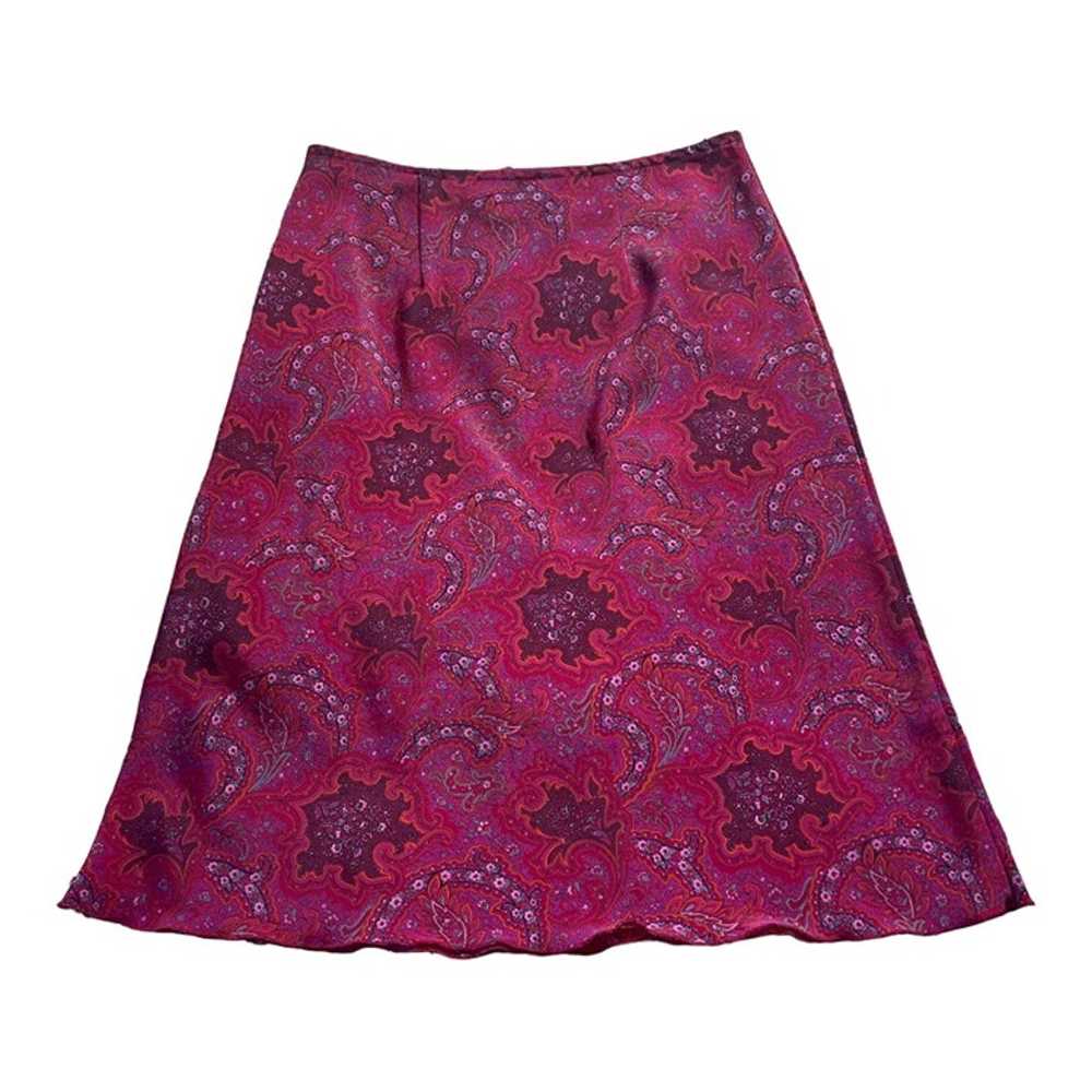 Y2K Express Pink Paisley Midi Slip Skirt Size 7/8 - image 6