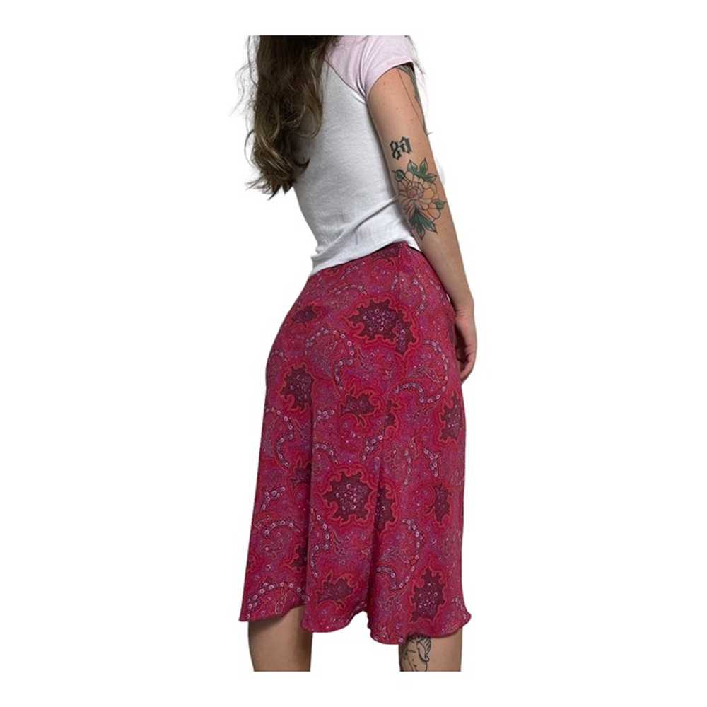 Y2K Express Pink Paisley Midi Slip Skirt Size 7/8 - image 7