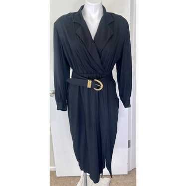 Moda International Black Vintage Long Sleeve Dress