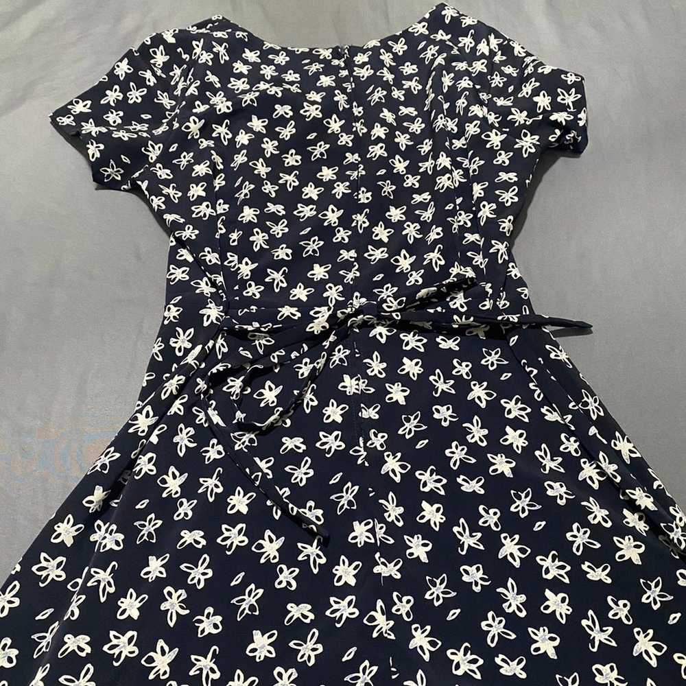 Jaclyn Smith Navy Blue white floral Vintage Dress… - image 8