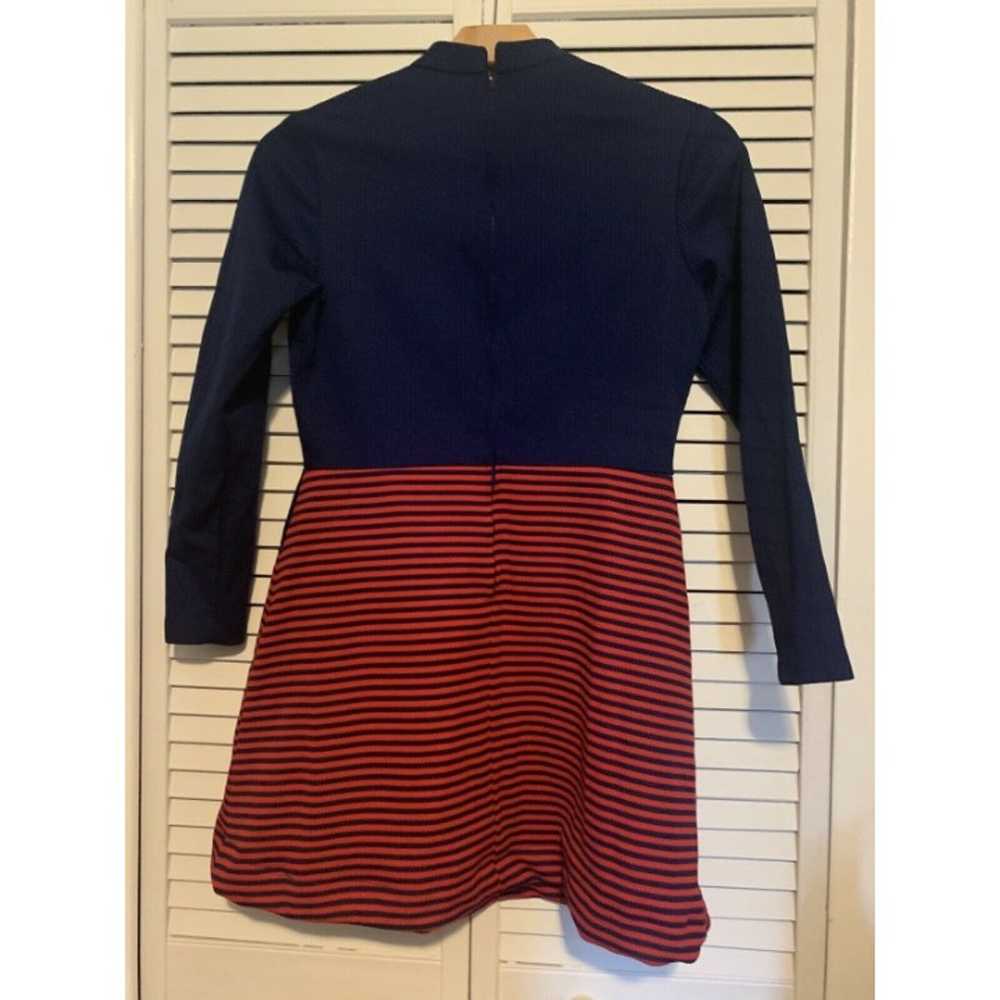 Vintage Knit Long Sleeve Red Blue Mini Dress Iglw… - image 3