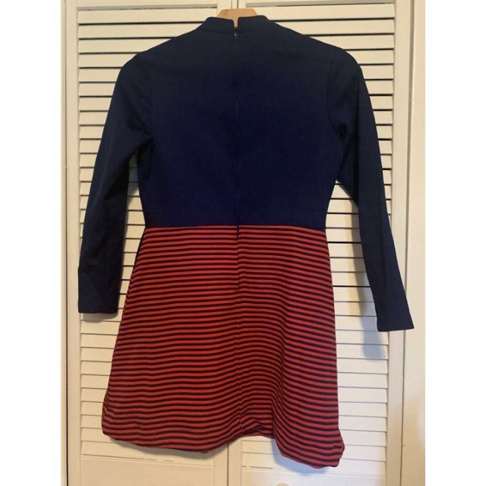 Vintage Knit Long Sleeve Red Blue Mini Dress Iglw… - image 4