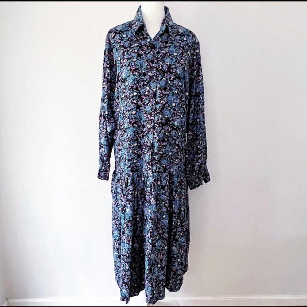 Vintage 90’s Floral Long Sleeve Drop Waist Dress … - image 3