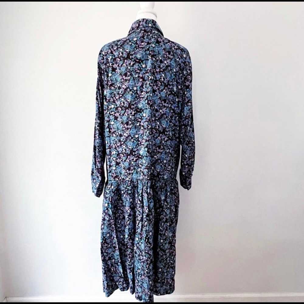 Vintage 90’s Floral Long Sleeve Drop Waist Dress … - image 4