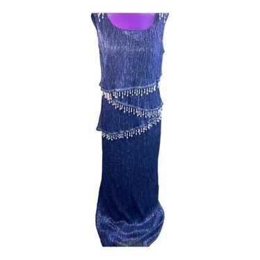 Connected Apparel blue beaded formal sleeveless a… - image 1