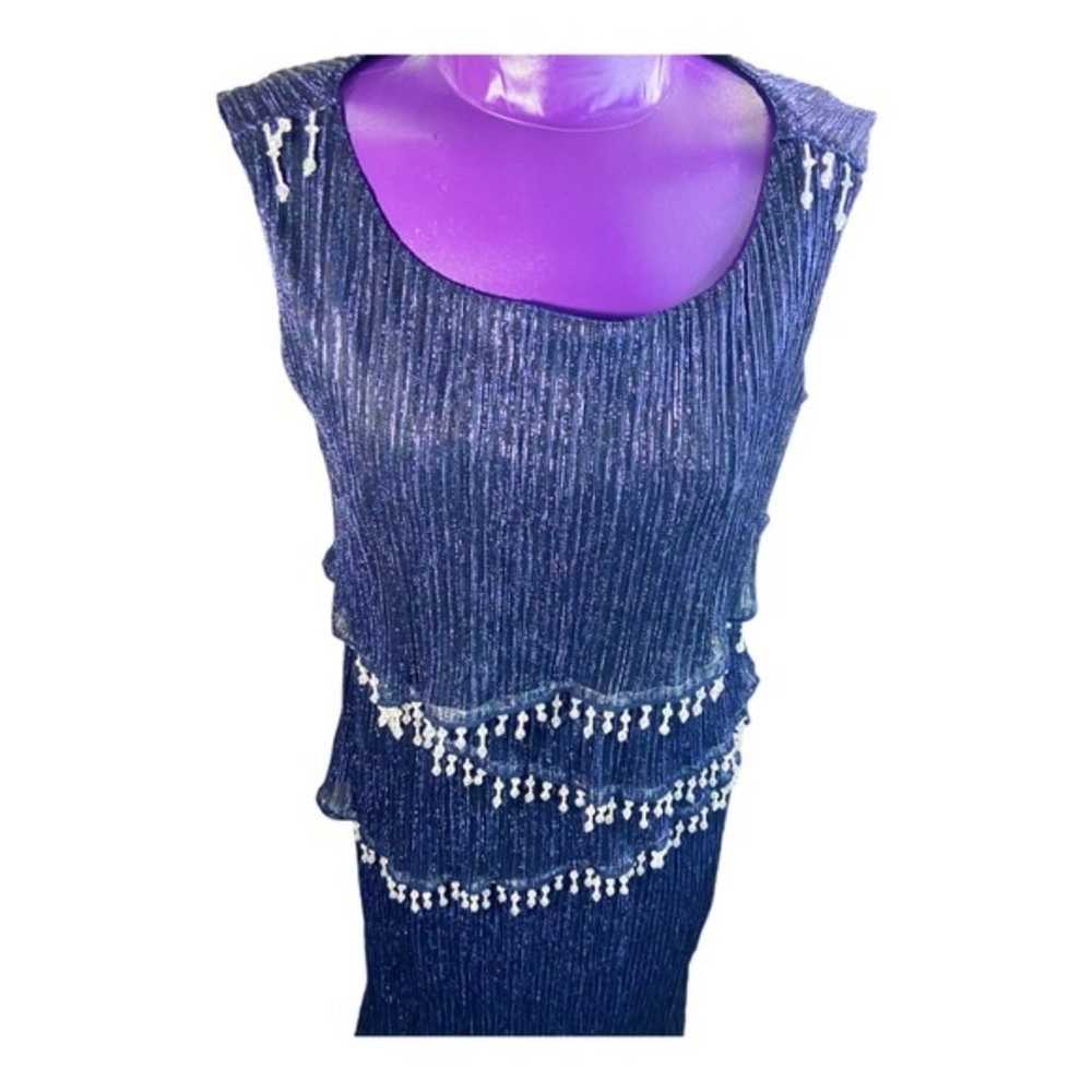 Connected Apparel blue beaded formal sleeveless a… - image 5