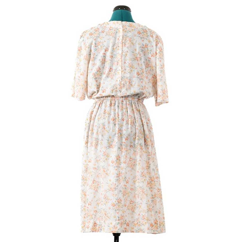 Vintage Handmade Dress Short Sleeve Peach Floral … - image 2