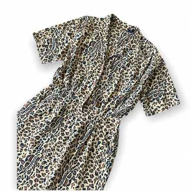 Vintage 80s 90s 100% Silk Animal Leopard Print Sh… - image 1