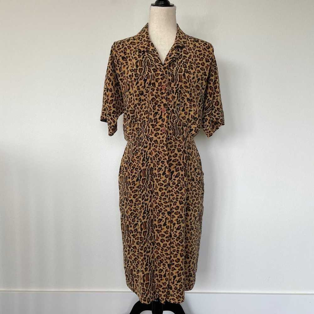 Vintage 80s 90s 100% Silk Animal Leopard Print Sh… - image 7