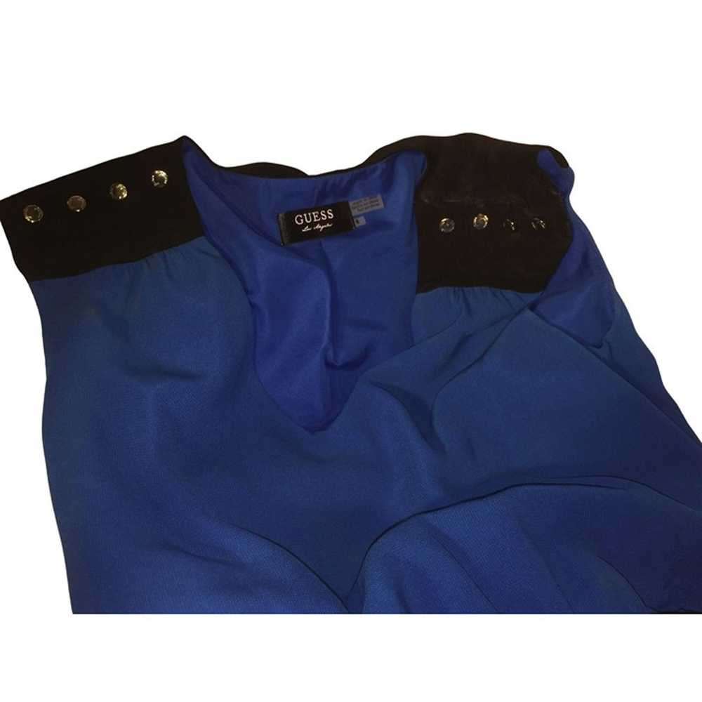 Vintage GUESS Dress - Blue with Black Shoulders, … - image 8