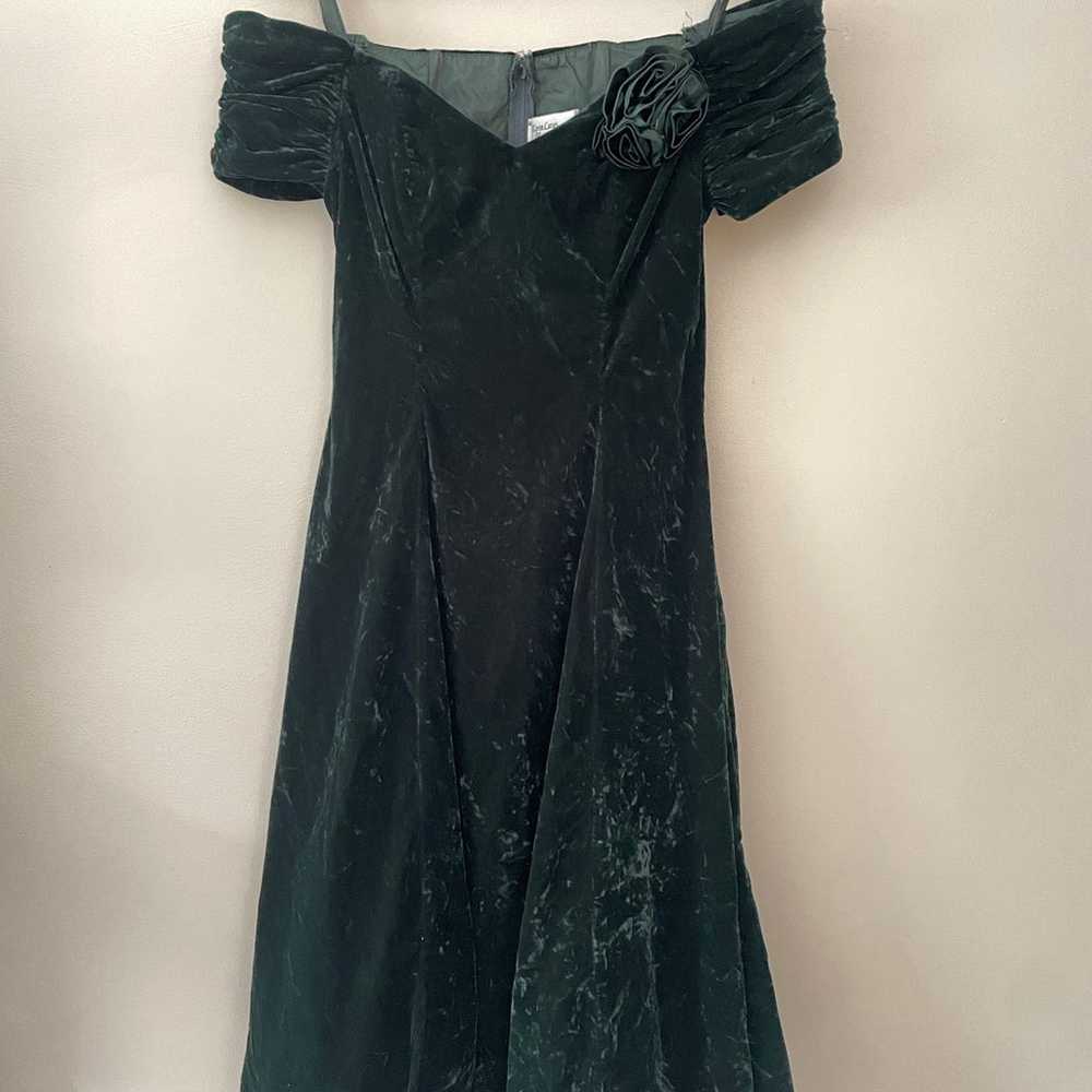 Vintage Karen Lucas for Niki Green Velvet Dress w… - image 1
