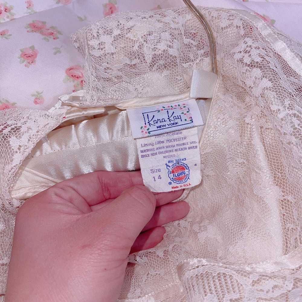 Vintage OOAK Reworked Cream Satin Lace Sailor Col… - image 4