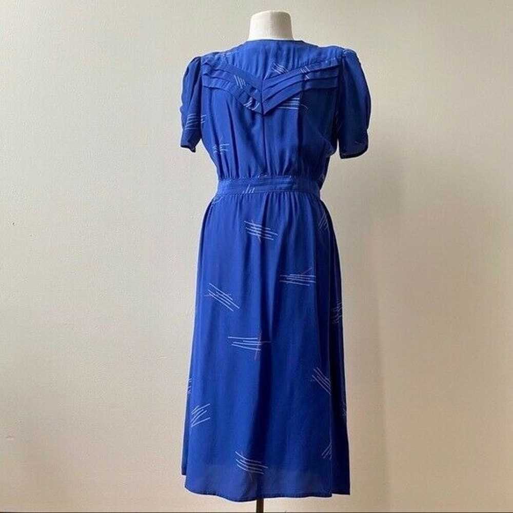Vintage Blue 80s Geometric Dress - image 2